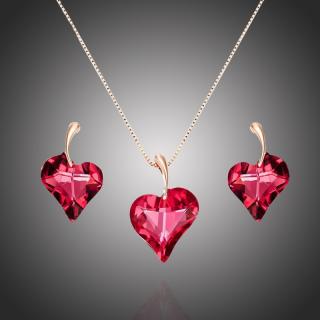 Éternelle Souprava náhrdelníku a náušnic Swarovski Elements Valentina - srdíčko - 40 cm + 5 cm (prodloužení) / Růžová SET1126
