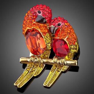 Francesca Petrucci Brož Swarovski Elements Adreana - papoušek - Červená B0009
