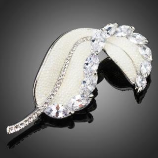 Francesca Petrucci Brož Swarovski Elements Amato - Bílá/čirá B0045