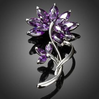Francesca Petrucci Brož Swarovski Elements Amelie - květina - Fialová B0029