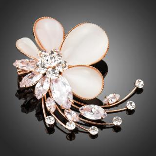 Francesca Petrucci Brož Swarovski Elements Anastacia - květina - Bílá/čirá B0063