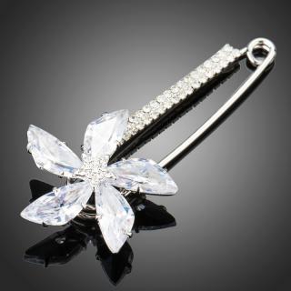 Francesca Petrucci Brož Swarovski Elements Baggio - květina - Bílá/čirá B0038