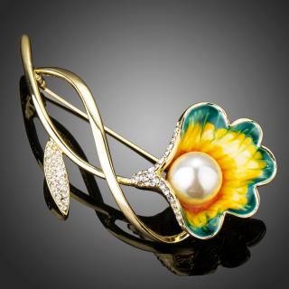 Francesca Petrucci Brož Swarovski Elements Bandini s perlou - květina - Barevná/více barev B0061