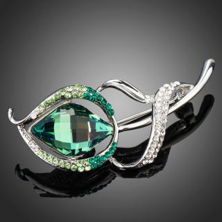 Francesca Petrucci Brož Swarovski Elements Baronia - květina - Zelená B0069