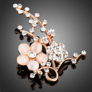 Francesca Petrucci Brož Swarovski Elements Benetteta - květina, opál - Bílá/čirá B0080