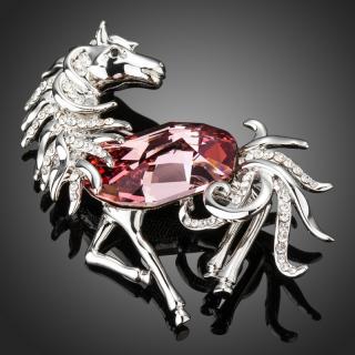 Francesca Petrucci Brož Swarovski Elements Cavallo - kůň - Růžová B0064