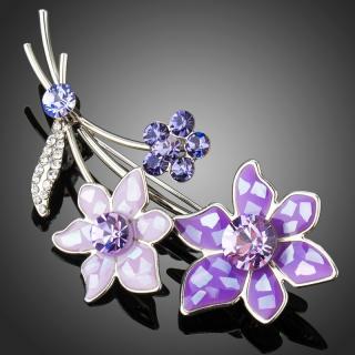 Francesca Petrucci Brož Swarovski Elements Cera - květina - Fialová B0040