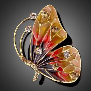 Francesca Petrucci Brož Swarovski Elements Dona - motýl - Hnědá B0005