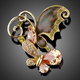 Francesca Petrucci Brož Swarovski Elements Donetta - motýl - Hnědá B0008