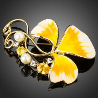 Francesca Petrucci Brož Swarovski Elements Elvira - květina - Žlutá B0065