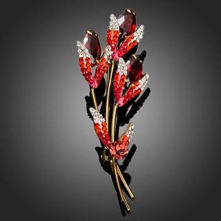 Francesca Petrucci Brož Swarovski Elements Fiorella - Červená B0031