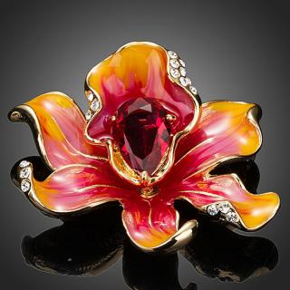 Francesca Petrucci Brož Swarovski Elements Geremina - květina - Červená B0019