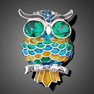 Francesca Petrucci Brož Swarovski Elements Gufo - sova - Zelená B0004