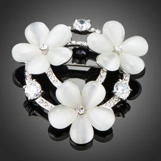 Francesca Petrucci Brož Swarovski Elements Labriolla - opálové květiny - Bílá/čirá B0060