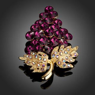 Francesca Petrucci Brož Swarovski Elements Moravia - hrozen vína - Fialová B0027