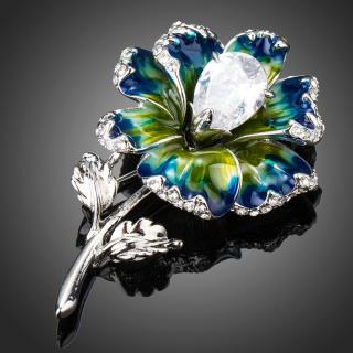 Francesca Petrucci Brož Swarovski Elements Nicotera - květina - Tmavě modrá B0074