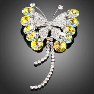 Francesca Petrucci Brož Swarovski Elements Papillon - motýl - Bílá/čirá B0048