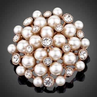 Francesca Petrucci Brož Swarovski Elements Perlita - perly - Bílá/čirá B0001