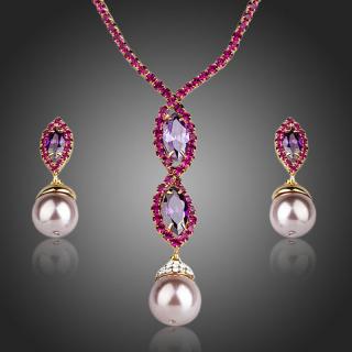 Francesca Petrucci Exkluzivní souprava náhrdelníku a náušnic Swarovski Elements Giannina - 34,5 cm + 10,5 cm (prodloužení) / Barevná/více barev SET0166