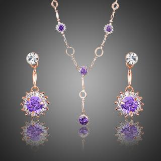 Francesca Petrucci Exkluzivní souprava náhrdelníku a náušnic Swarovski Elements Sciarra - Fialová / 39 cm + 4 cm (prodloužení) SET0193