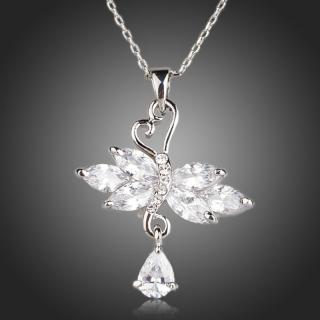 Francesca Petrucci Náhrdelník Swarovski Elements Aalase - Bílá/čirá / 39 cm + 3 cm (prodloužení) NH0127