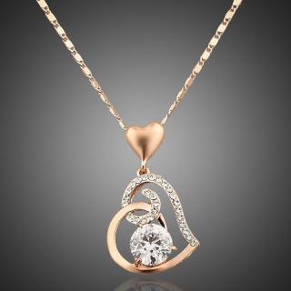 Francesca Petrucci Náhrdelník Swarovski Elements Amorita - srdíčko - 39 cm + 3 cm (prodloužení) / Bílá/čirá NH0009