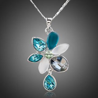 Francesca Petrucci Náhrdelník Swarovski Elements Calandra - květina - Světle modrá / 39 cm + 3 cm (prodloužení) NH0099