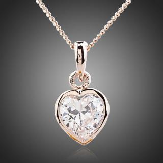 Francesca Petrucci Náhrdelník Swarovski Elements Carideo - srdíčko - Bílá/čirá / 42 cm + 5 cm (prodloužení) NH0091