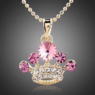 Francesca Petrucci Náhrdelník Swarovski Elements Corona - korunka - 39 cm + 3 cm (prodloužení) / Růžová TN0108