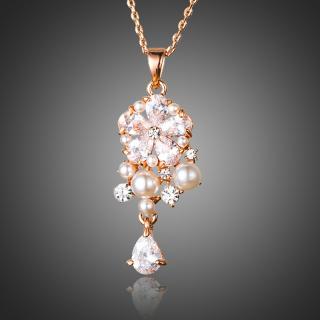 Francesca Petrucci Náhrdelník Swarovski Elements Fanchonala - 37 cm + 3 cm (prodloužení) / Bílá/čirá NH0140