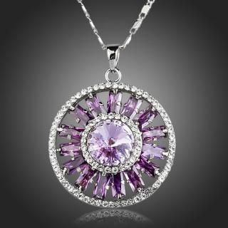 Francesca Petrucci Náhrdelník Swarovski Elements Gautier - kruh - Fialová / 56 cm + 6 cm (prodloužení) NH0138