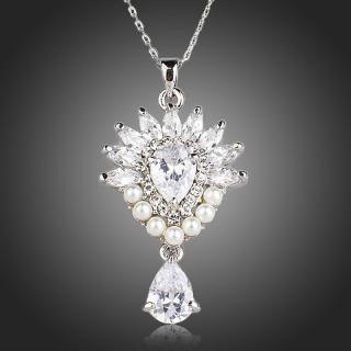 Francesca Petrucci Náhrdelník Swarovski Elements Jacalyn - Bílá/čirá / 39 cm + 3 cm (prodloužení) NH0135
