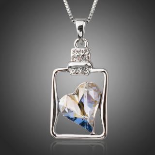 Francesca Petrucci Náhrdelník Swarovski Elements Marcello - srdíčko - 42 cm + 5 cm (prodloužení) / Světle modrá NH0231