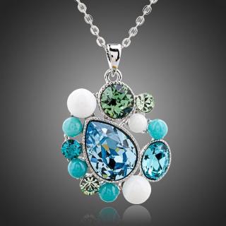 Francesca Petrucci Náhrdelník Swarovski Elements Martellita - 39 cm + 3 cm (prodloužení) / Světle modrá NH0104