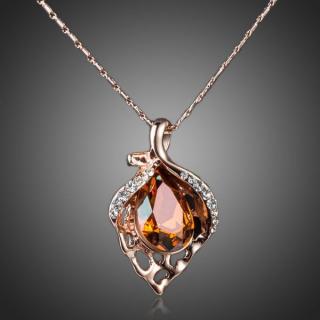 Francesca Petrucci Náhrdelník Swarovski Elements Odetta - Champagne / 39 cm + 3 cm (prodloužení) NH0076
