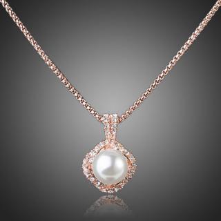 Francesca Petrucci Náhrdelník Swarovski Elements s perlou Flaviota - 39 cm + 3 cm (prodloužení) / Bílá/čirá NH0067