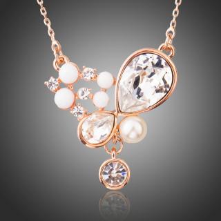 Francesca Petrucci Náhrdelník Swarovski Elements Zaippa - 39 cm + 3 cm (prodloužení) / Bílá/čirá NH0222