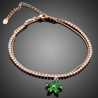 Francesca Petrucci Náramek Swarovski Elements Abree - květina - Zelená / 19,5 cm + 5 cm (prodloužení) NR0073
