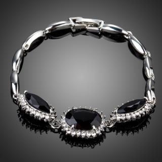Francesca Petrucci Náramek Swarovski Elements Aloisa - Černá / 19 cm (S) NR0175