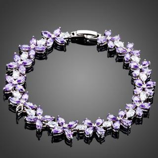 Francesca Petrucci Náramek Swarovski Elements Ambrosi - květina - Fialová / 19 cm (S) NR0107