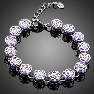 Francesca Petrucci Náramek Swarovski Elements Blanche - květina - 16,5 cm + 3,5 cm (prodloužení) / Fialová NR0115