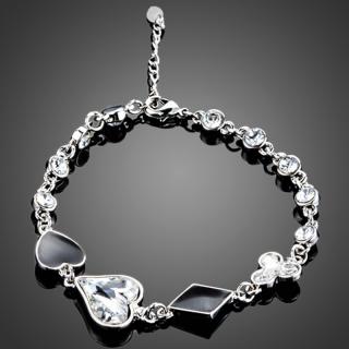 Francesca Petrucci Náramek Swarovski Elements Cassano - srdíčko - 17,5 cm + 3 cm (prodloužení) / Černobílá NR0103