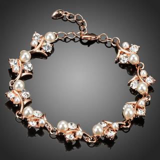 Francesca Petrucci Náramek Swarovski Elements Céline - květina - Bílá/čirá / 17 cm + 4 cm (prodloužení) NR0061