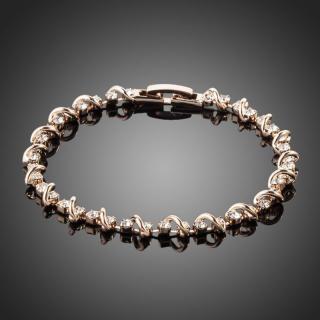 Francesca Petrucci Náramek Swarovski Elements Charmé Gold - 17 cm / Bílá/čirá NR0020