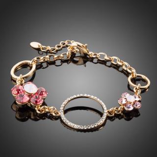 Francesca Petrucci Náramek Swarovski Elements Eloisee - květina - 17 cm + 3 cm (prodloužení) / Růžová NR0021