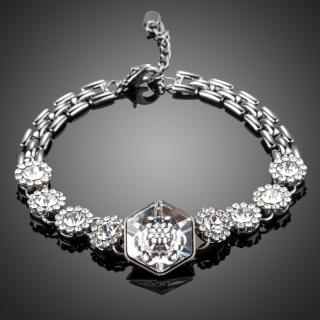 Francesca Petrucci Náramek Swarovski Elements Falvio - Bílá/čirá / 17 cm + 3 cm (prodloužení) NR0159