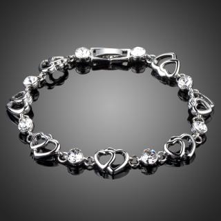 Francesca Petrucci Náramek Swarovski Elements Fava - srdíčko - 20 cm (L) / Bílá/čirá NR0151