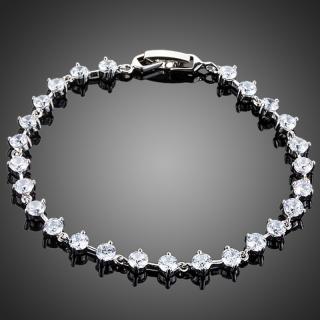 Francesca Petrucci Náramek Swarovski Elements Guerrino - Bílá/čirá / 19 cm (S) NR0143