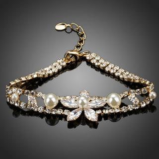 Francesca Petrucci Náramek Swarovski Elements Jacqueline - květina - Bílá/čirá / 17 cm + 3 cm (prodloužení) NR0050
