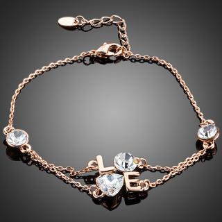 Francesca Petrucci Náramek Swarovski Elements Love - Bílá/čirá / 17 cm + 3 cm (prodloužení) NR0139